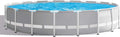 Intex 26731EH 18ft x 48in Outdoor Prism Frame Above Ground Swimming Pool Set with Cover, Ladder, Filter Pump, and 6 Replacement Filters, Gray