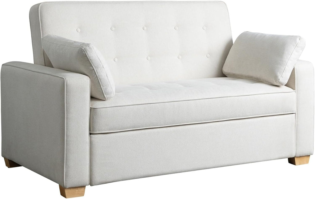 Serta Ainsley 66.5' Convertible Sleeper Loveseat, Full Size, Dreamcoil Comfort, Soft Woven Fabric, Oyster