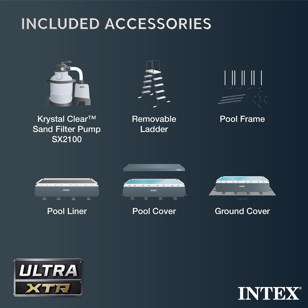 INTEX 26363EH Ultra XTR 24ft x 12ft x 52in Above Ground Swimming Pool Set with Sand Filter Pump and Protective Pool Canopy