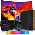 HP Dark Single Premium Desktop Computer PC – AMD Processor,16GB RAM,512GB SSD,24 Inch Curved Monitor,RGB Keyboard with AI Copilot Key and Mouse,RGB Soundbar,Windows 11(Renewed)