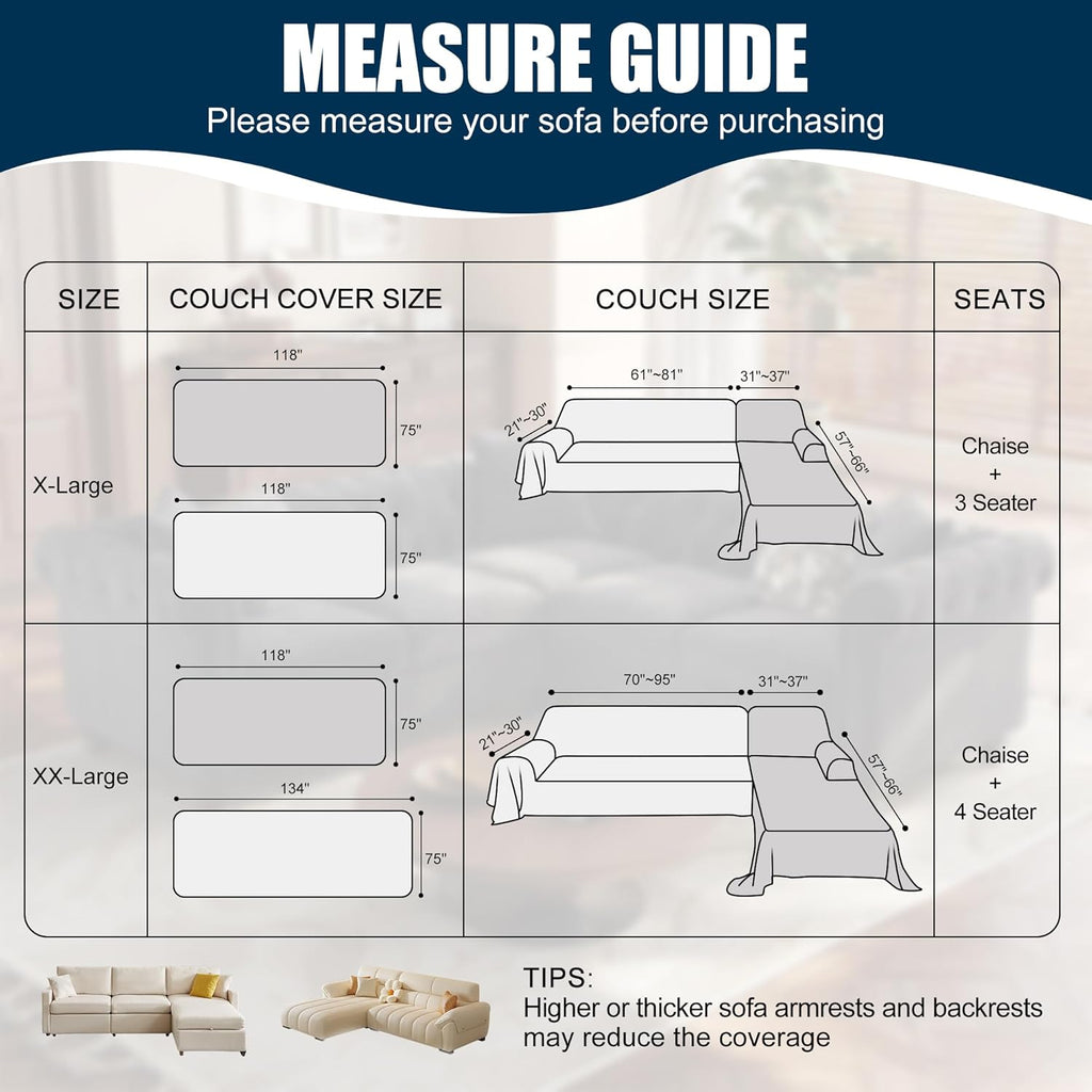 Waterproof L Shaped Sectional Couch Covers Blanket 2 Piece Sectional Sofa Cover Washable L Shape Sofa Slipcover Jacquard Quilted Furniture Protector for Dogs Pets Cats (X-Large, Ash Gray)