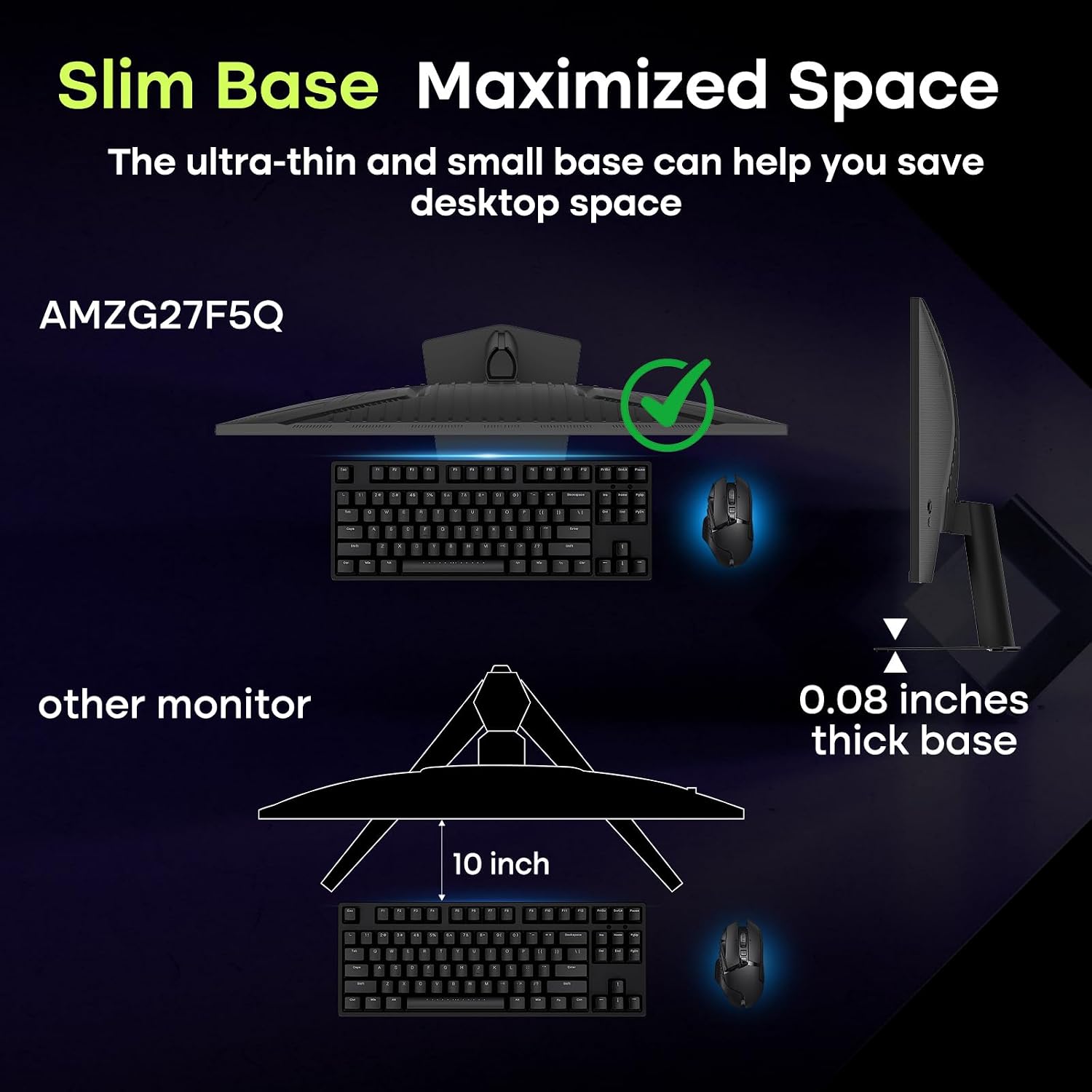 Amzfast 27 Inch 200Hz WQHD (2560 x 1440) Fast IPS Gaming Monitor, Built-in Speakers, 1ms G-SYNC Compatible, HDR400, 132% sRGB, 96% DCI-P3, VESA 100x100, HDMI 2.0 x 2 & DP 1.4 x 2, AMZG27F5Q