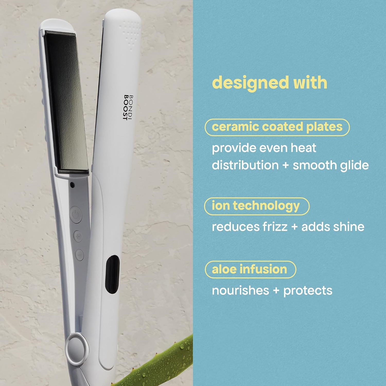 BondiBoost Aloe Plated Flat Iron 1' US