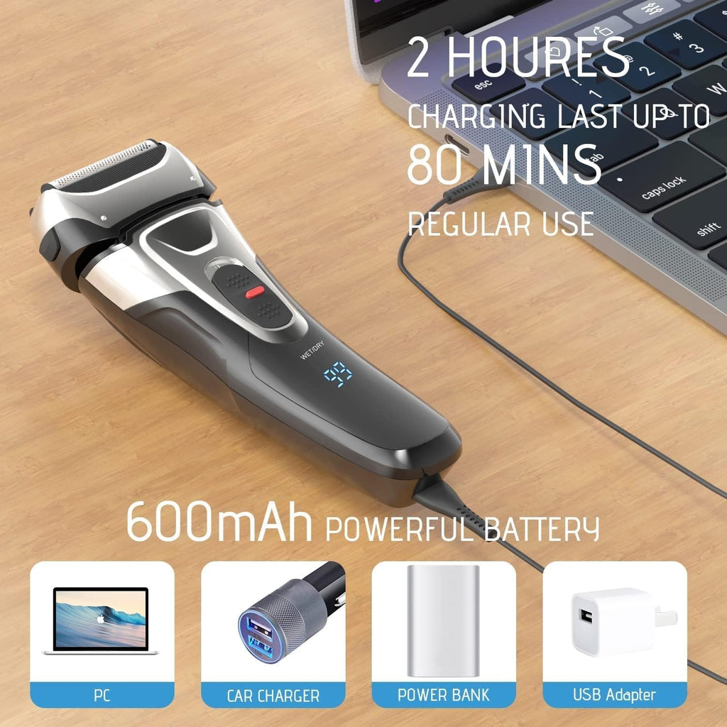 JYYBN Foil Shavers for Men, Cordless Men's Electric Razor, Wet & Dry Face Close Shave for Men with Pop-up Trimmer, Waterproof USB Rechargeable for Travel