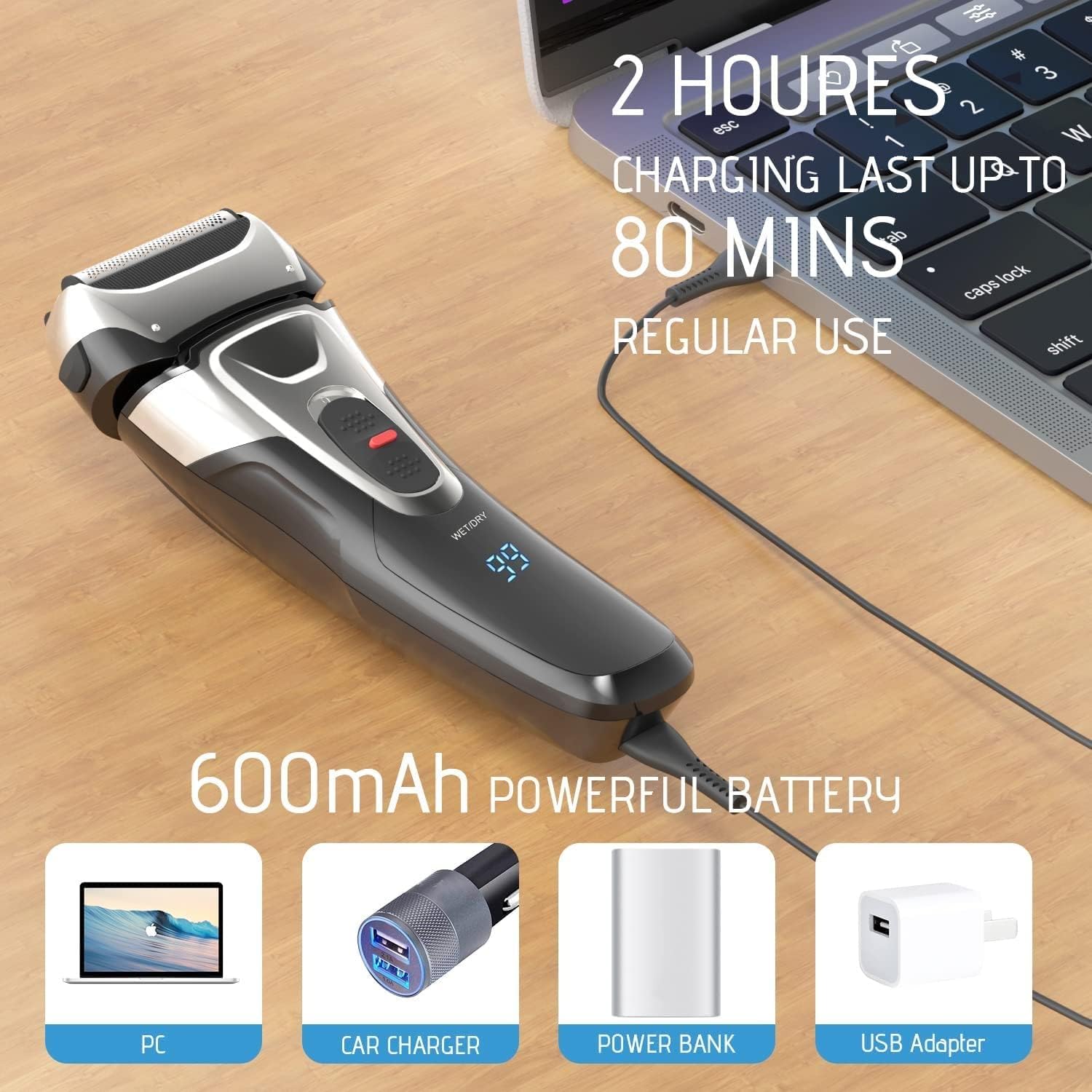 JYYBN Foil Shavers for Men, Cordless Men's Electric Razor, Wet & Dry Face Close Shave for Men with Pop-up Trimmer, Waterproof USB Rechargeable for Travel