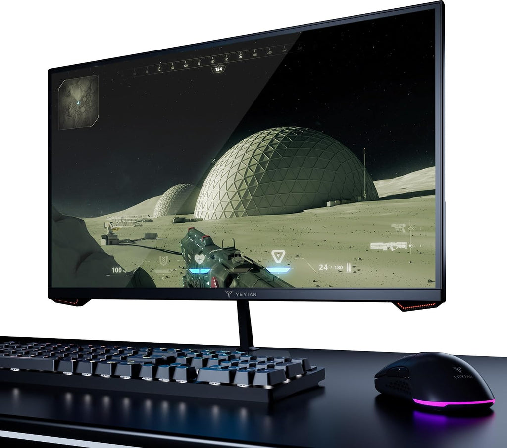 YEYIAN 27' Gaming Monitor 1080p FHD, 180Hz Fast IPS, 1ms Response, 97% sRGB, HDR10, FreeSync & G‑Sync Compatible, Ultra‑Slim Bezel, HDMI 2.0 + DP 1.4, 178° Wide View, Tilt Adjustable
