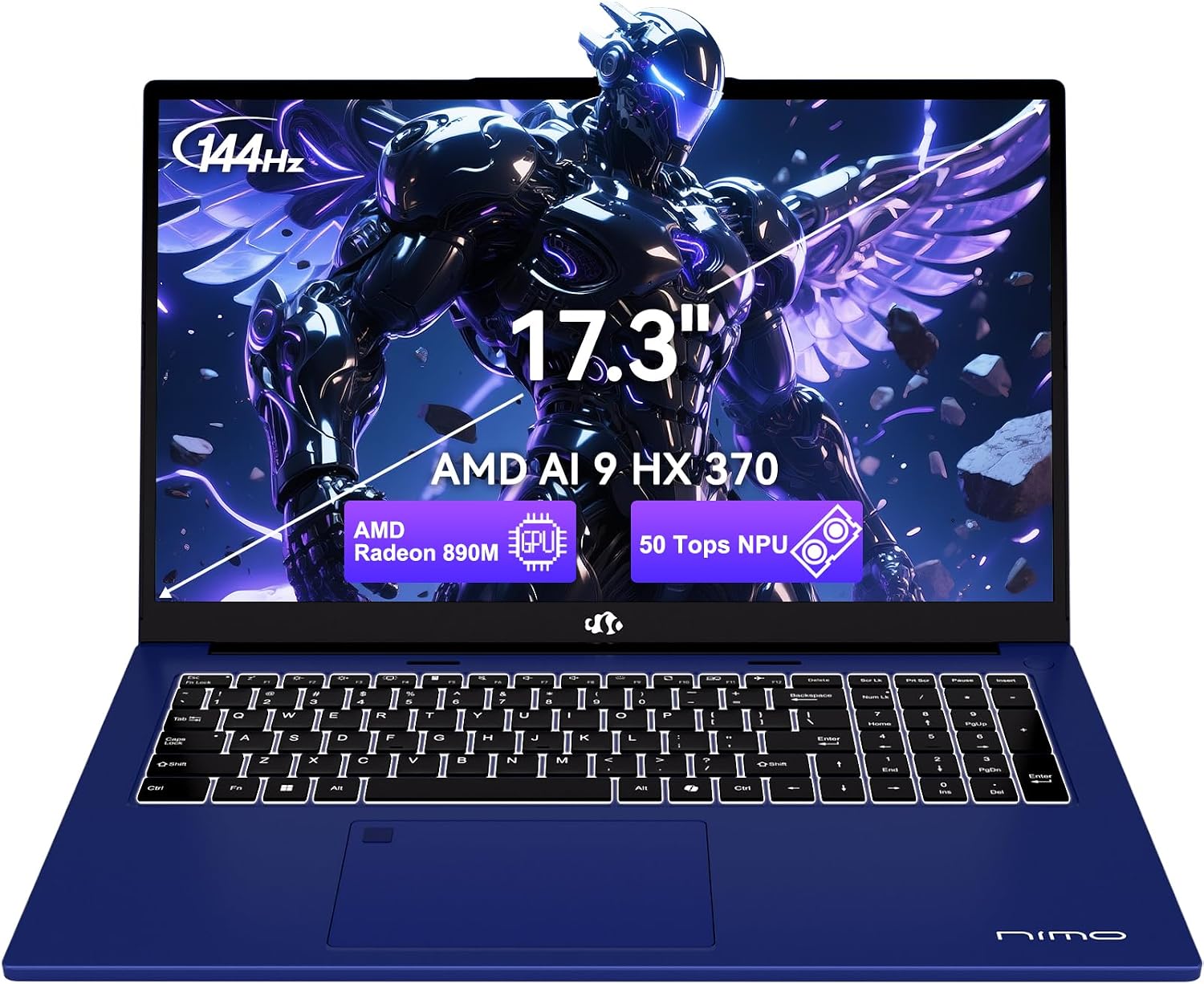 NIMO Copilot+ PC, 17.3 AI-Laptop, AMD Ryzen AI 9 HX 370(50 Tops NPU) Radeon 890M, 64GB DDR5 RAM 2TB SSD, 144Hz, PD 100W USB-C 4.0, Wi-Fi 6E AI Laptop for Mobile Workstation Programmer Business-Gaming