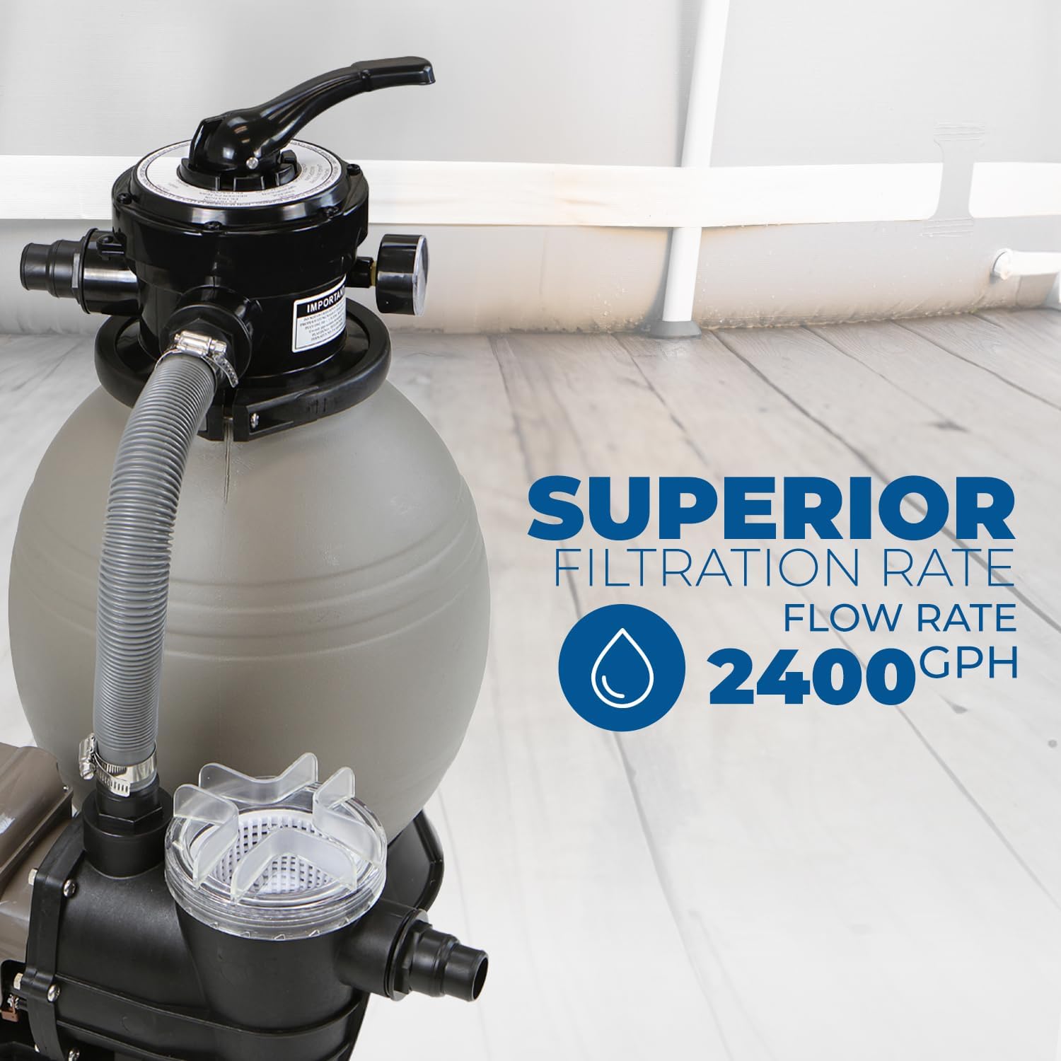XtremepowerUS 13' Sand Filter with 3/4HP Pool Pump Digital Programmer Timer 2,640 GPH for Above Ground Swimming Pool Pump Set Up To 10,000 Gallons