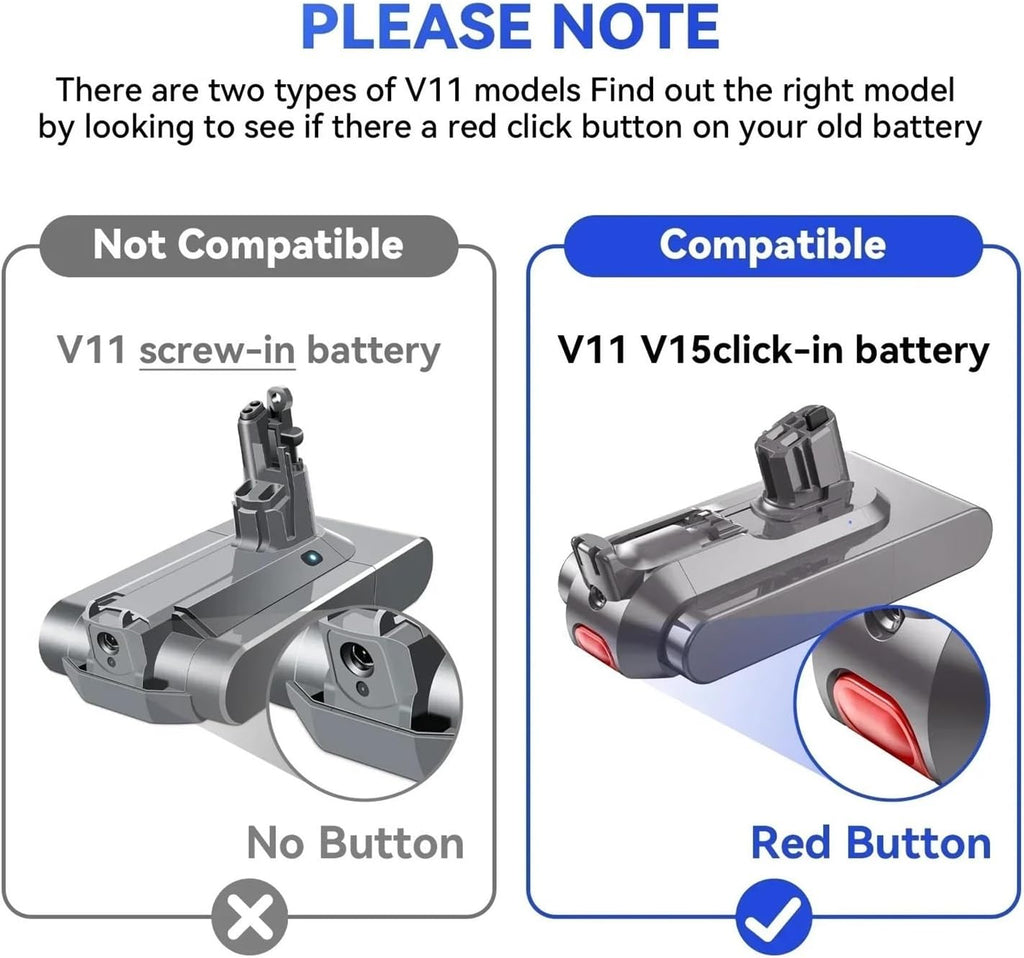 8000mAh Battery 25.2V 8.0Ah Compatible with Dyson SV14 SV15 Vacuum Cleaner Fluffy SV15 V11 Absolute Extra V11 Animal 970145-02(8000mAh-1)