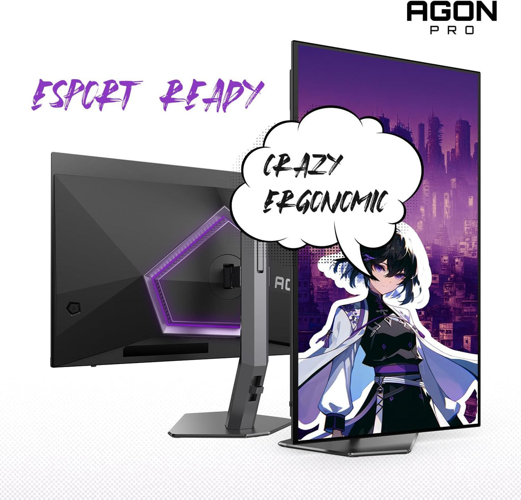 AOC Agon PRO 27' QD-OLED Gaming Monitor, QHD 2560x1440, 240Hz, 0.03ms GtG, HDR400 True Black, Adaptive Sync, Height Adjustable, DisplayPort, HDMI, USB, Built-in Speakers, AG276QZD2