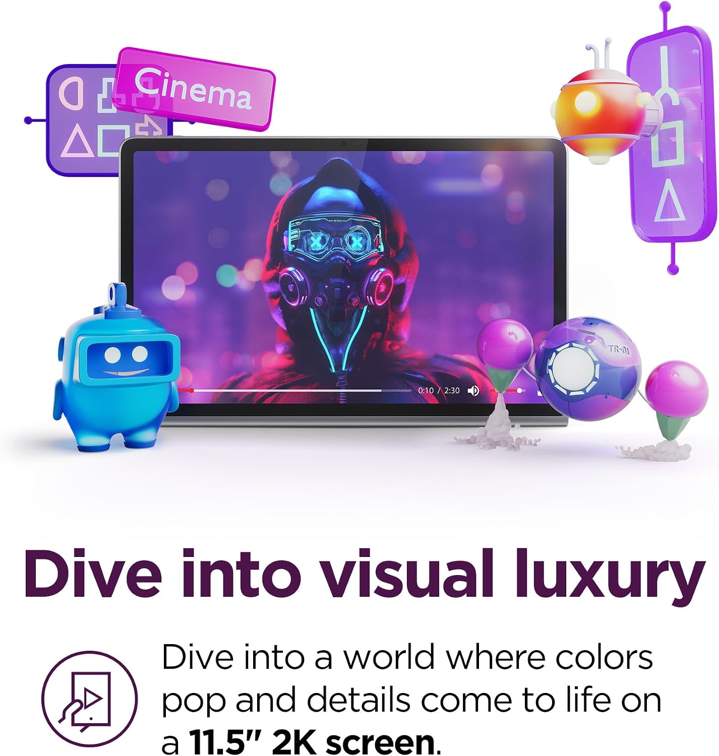 Lenovo Tab Plus - 2024 - Premium Entertainment Tablet - 8 JBL® Speakers - 11.5' 2K LCD Touch Display - 8GB Memory - 128GB Storage - MediaTek™ Helio G99 - Folio Case Included - Luna Grey