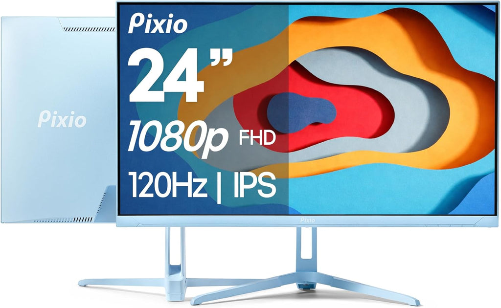 Pixio PX246 Wave Blue 24 inch 120Hz Refresh Rate FHD 1080p Resolution IPS Panel 4ms GTG Response Time Gaming Monitor with Adaptive Sync