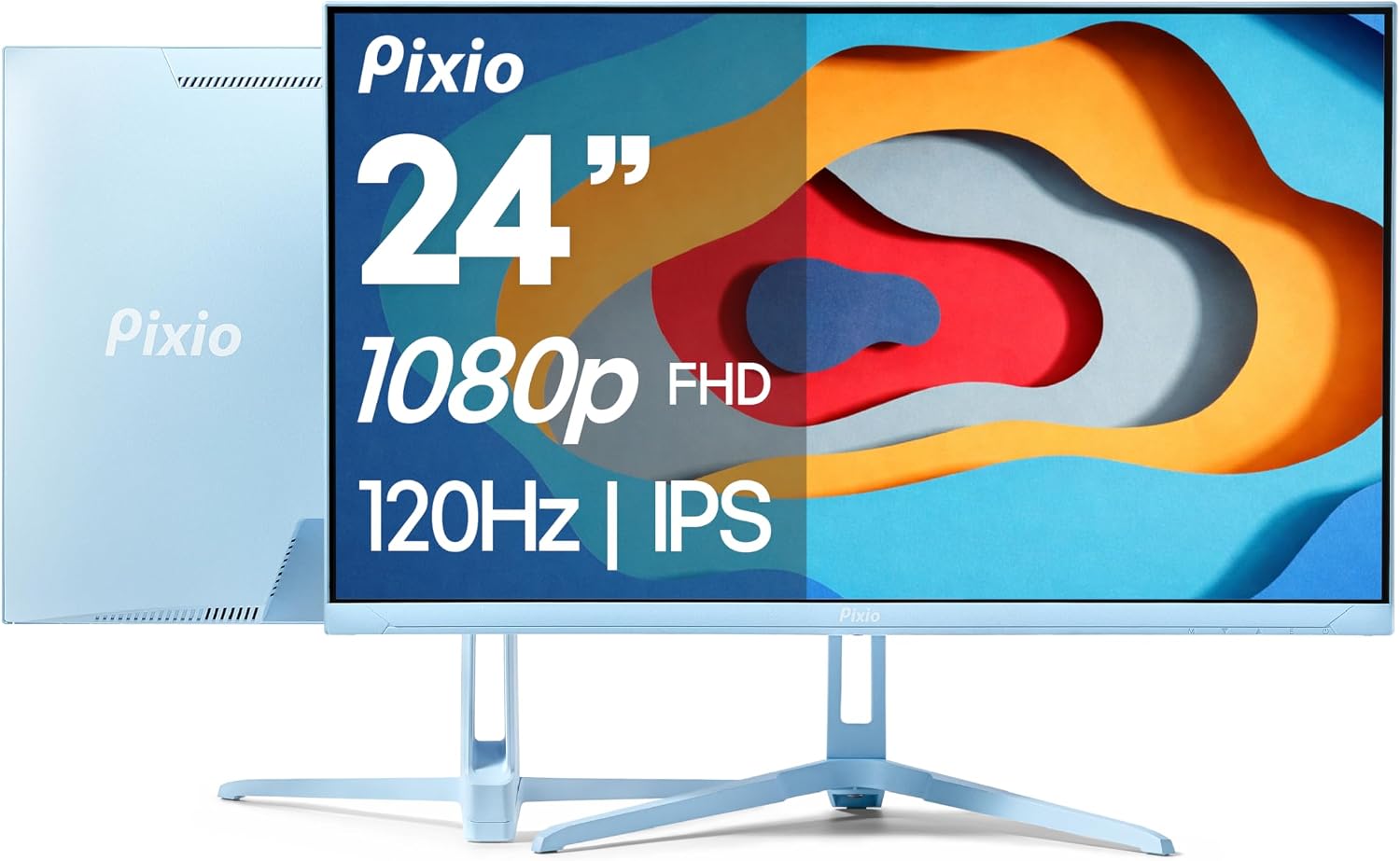 Pixio PX246 Wave Blue 24 inch 120Hz Refresh Rate FHD 1080p Resolution IPS Panel 4ms GTG Response Time Gaming Monitor with Adaptive Sync