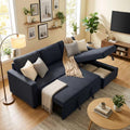 83 Inch L-Shape Sleeper Sofa with Pull Out Bed, 3-in-1 Pull-Out Couch with Storage Chaise, Sectional Convertible Couch for Living Room, Apartment, Black