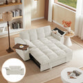 Auvsoce 65'' Convertible Sleeper Sofa Bed with Adjustable Backrest, Chaise Lounge, Side Table & USB/Type-C Ports – Stylish & Functional Addition to Any Living Room (Modern Beige Sofa Bed)