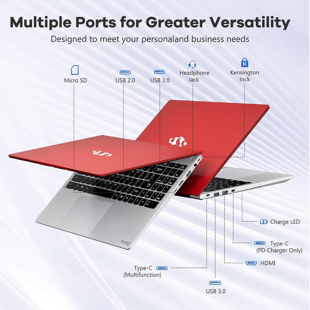 NIMO 15.6' FHD lPS-Business-Laptop, 8 Cores Intel i5-12450H 8GB RAM 256GB SSD (Beat i7-11800H, Up to 4.4 GHz) Student Computer with 100W Type-C Fingerprint Backlit Keyboard WiFi-6 Numpad Win 11