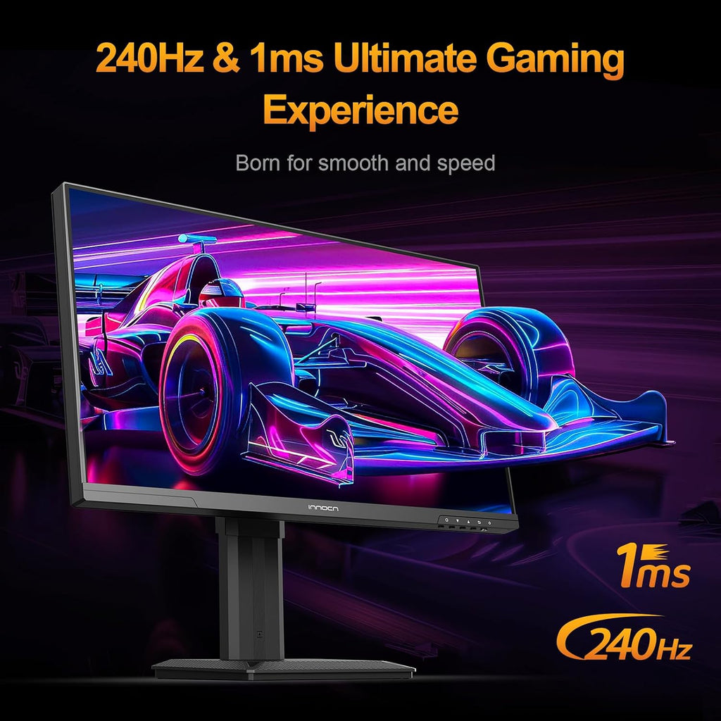 INNOCN 24.5' 2K QHD 2560 x 1440P 240Hz Monitor, Gaming Console Ready, Mini-LED Precisely Local Dimming, Monitor for Mac, HDMI 2.1, DP 1.4, Height Pivot Adjustable Stand, Black - 25M2S