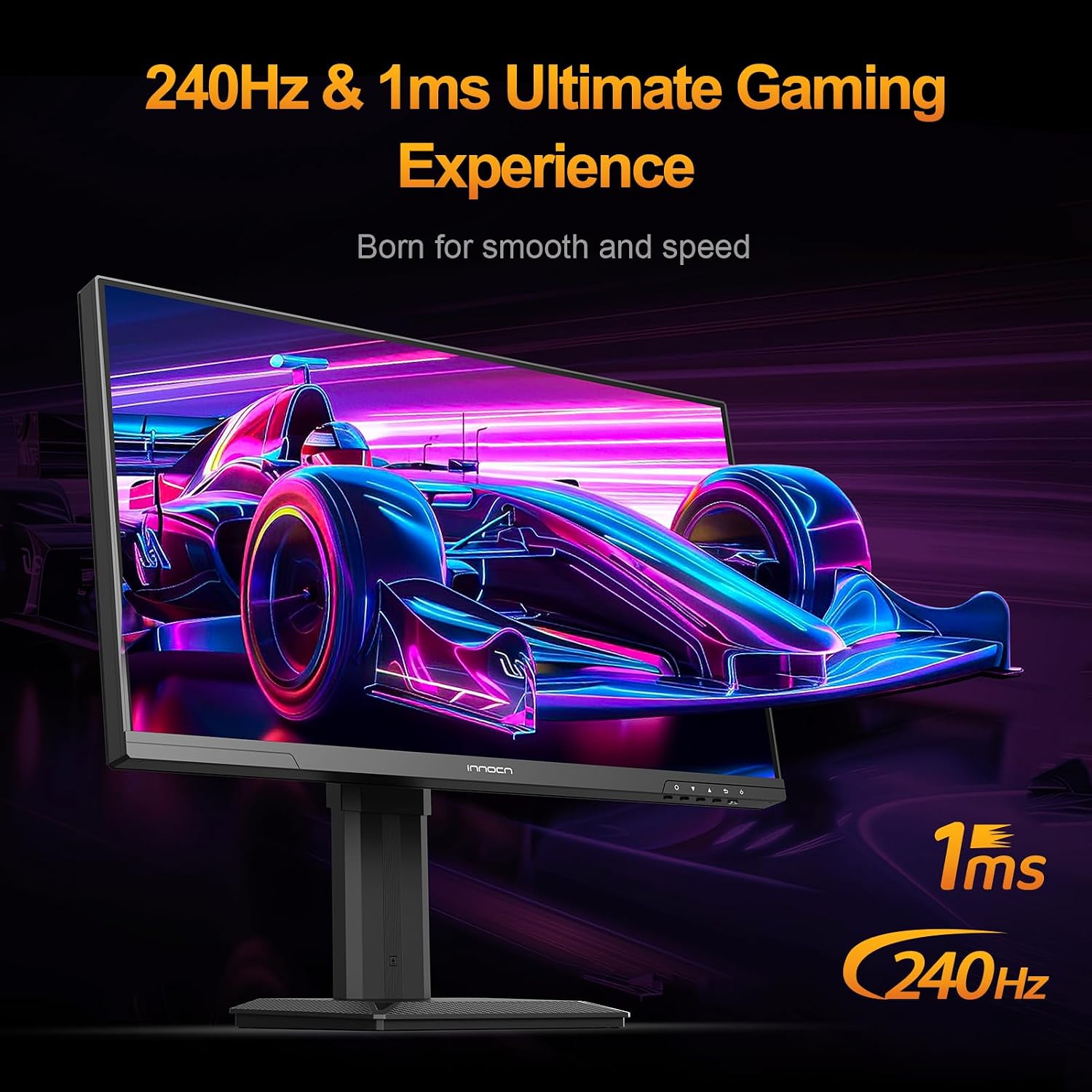 INNOCN 24.5' 2K QHD 2560 x 1440P 240Hz Monitor, Gaming Console Ready, Mini-LED Precisely Local Dimming, Monitor for Mac, HDMI 2.1, DP 1.4, Height Pivot Adjustable Stand, Black - 25M2S