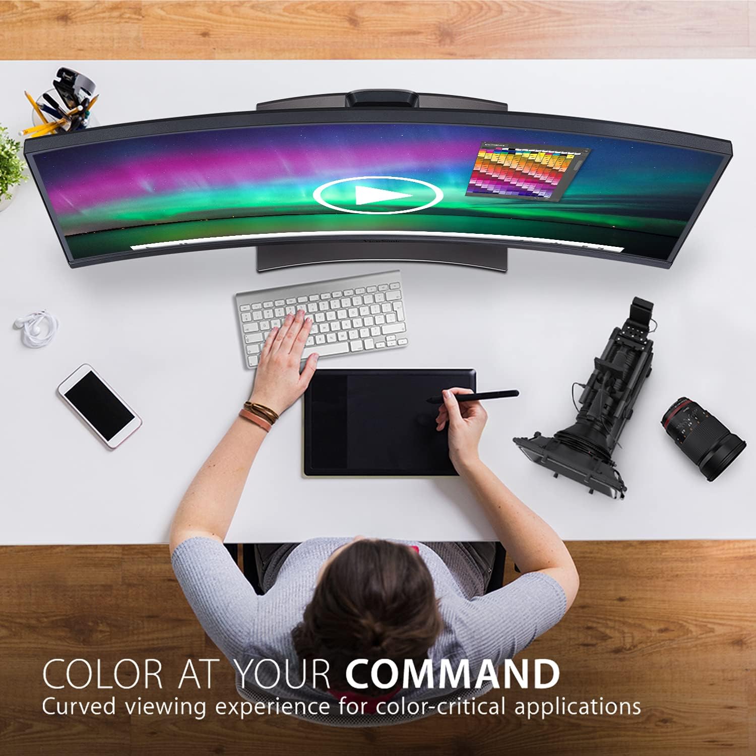 ViewSonic VP3881A 38 Inch WQHD+ ColorPro Monitor, Curved IPS with 100% sRGB and Pantone Validated for Professional Graphic Design, Advanced Ergonomics, 90W USB-C, HDMI, and DisplayPort