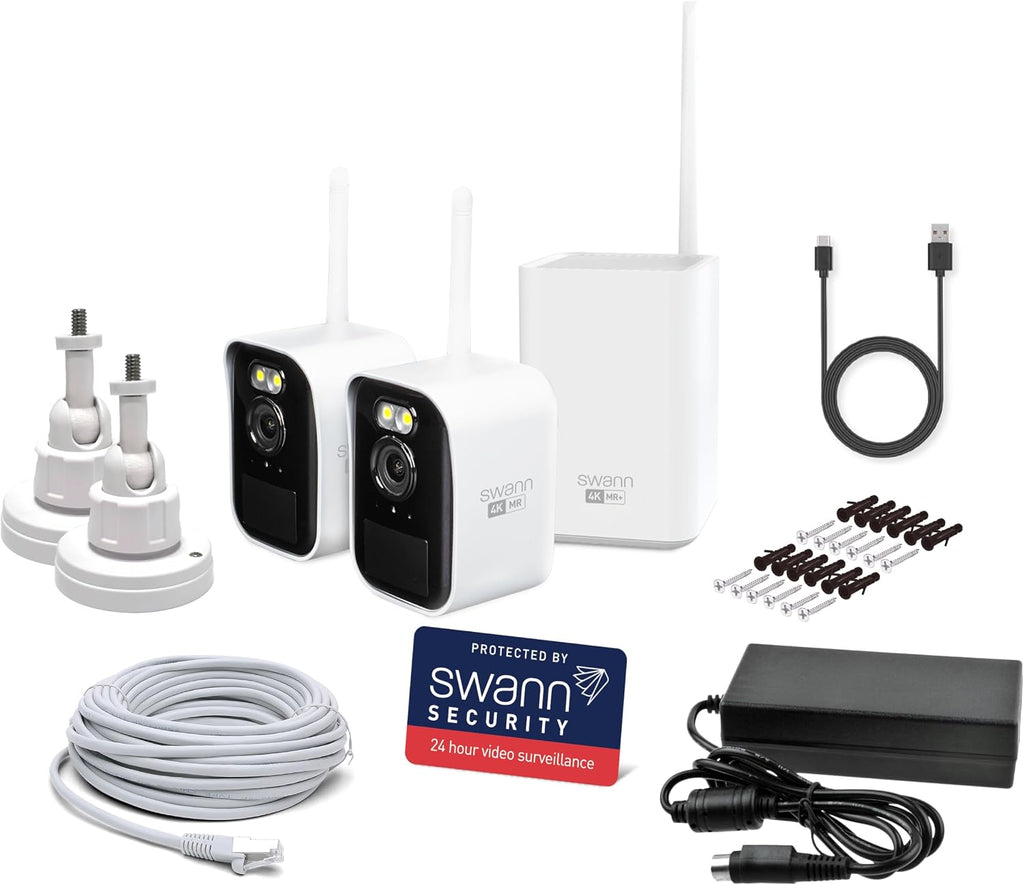 Swann MaxRanger Mini Kit 4K Wireless NVR Security System 2-Cam Kit,4K Camera Forever Charged Solar Panel,Wi-Fi Cameras Outdoor, Color Night Vision,True Detect,No Monthly Fee,Local Storage,MRMINISD2