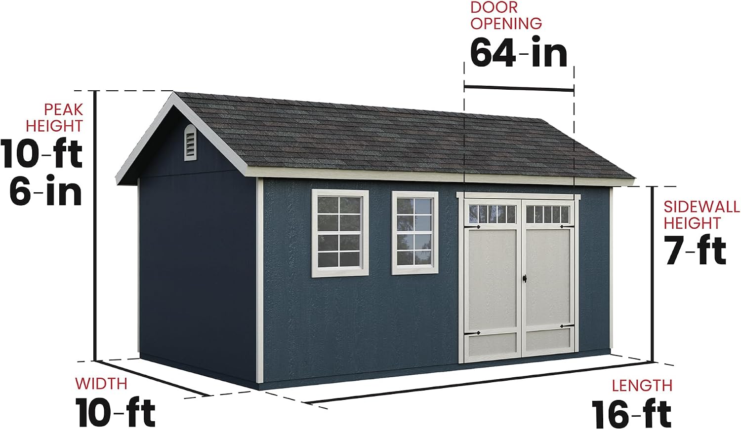 Handy Home Products Scarsdale 10x16 Do-it-Yourself Wooden Storage Shed with Floor Kit- Does not Include Paint or Roofing Shingles