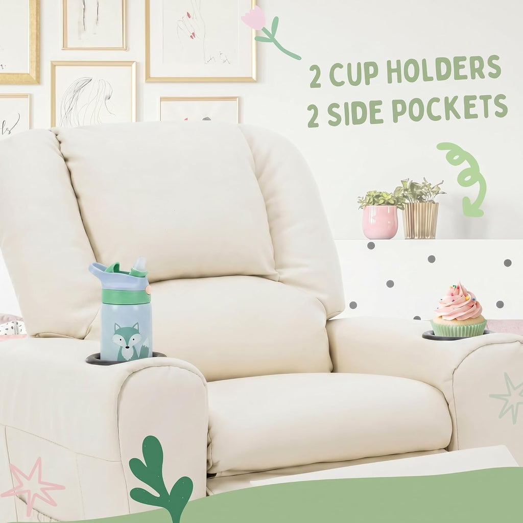 Candy Kids Reclining Chair Leather Recliner Sofa Push Back Toddler Youth Children Child Ages 1-6