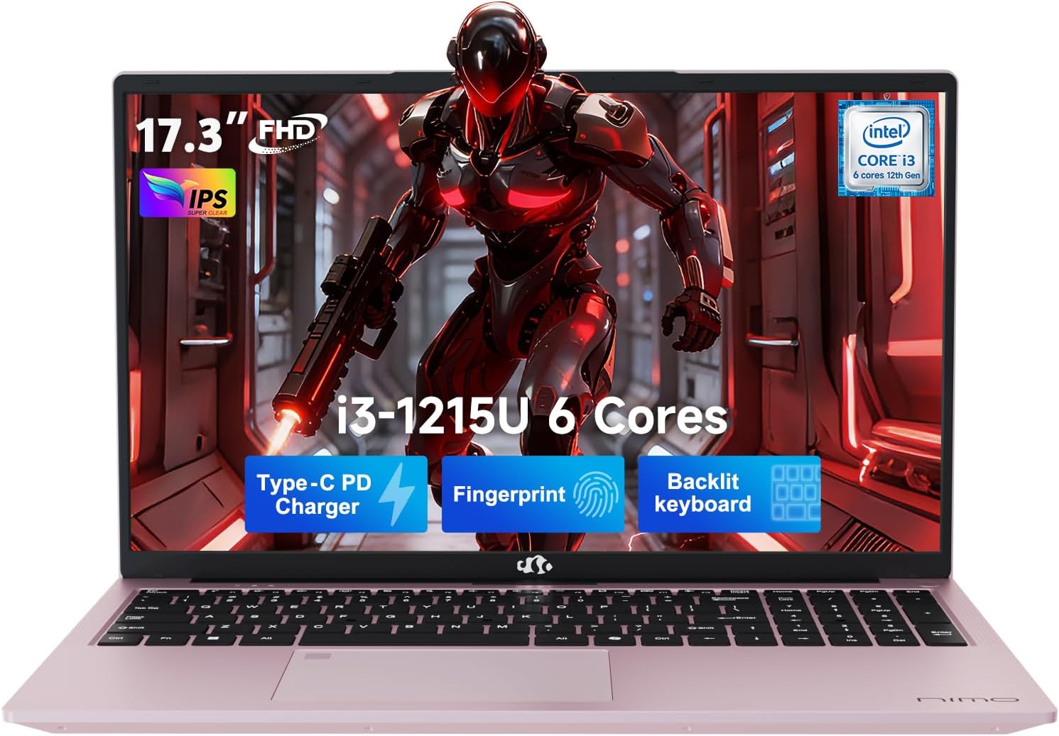 NIMO 17.3' IPS FHD Laptop, 6 Cores i3-1215U Processor (Up to 4.4GHz, Beat Ryzen 5 7520U) 32GB RAM 1TB SSD Computer with 65W Type-C Backlit KB Fingerprint HDMI, for School Home & Business