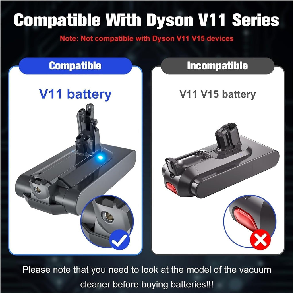 OUTMX 25.2V 7000mAh Compatible for Dyson Battery V11 Screw Type SV15 V11 Series Vacuum Cleaner Replacement Batteries(1Pack 7000mAh)