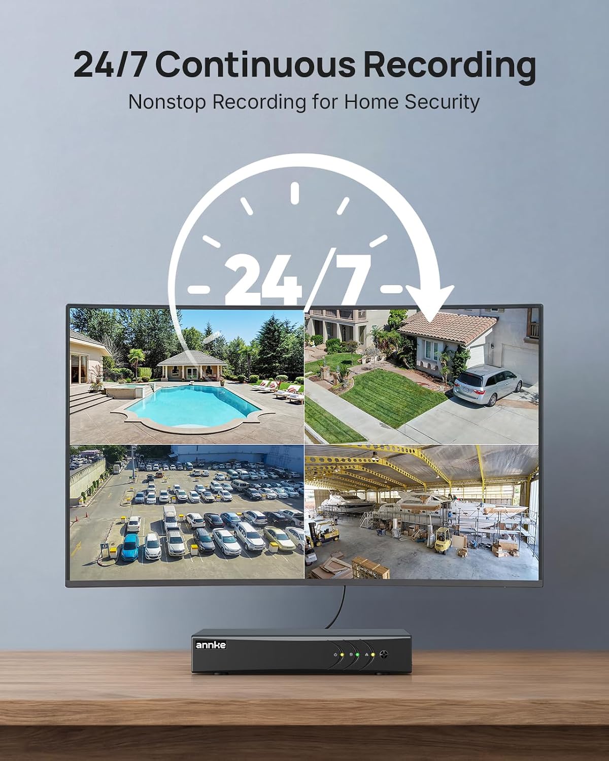 ANNKE 5MP PT Wired Security Camera System Outdoor with Night Vision, One-Way Audio, 8CH 3K Lite DVR and 8 x 5MP CCTV Cameras, 350° pan and 90° tilt, Human&Vehicle Detection, 1TB HDD for 24/7 Recording