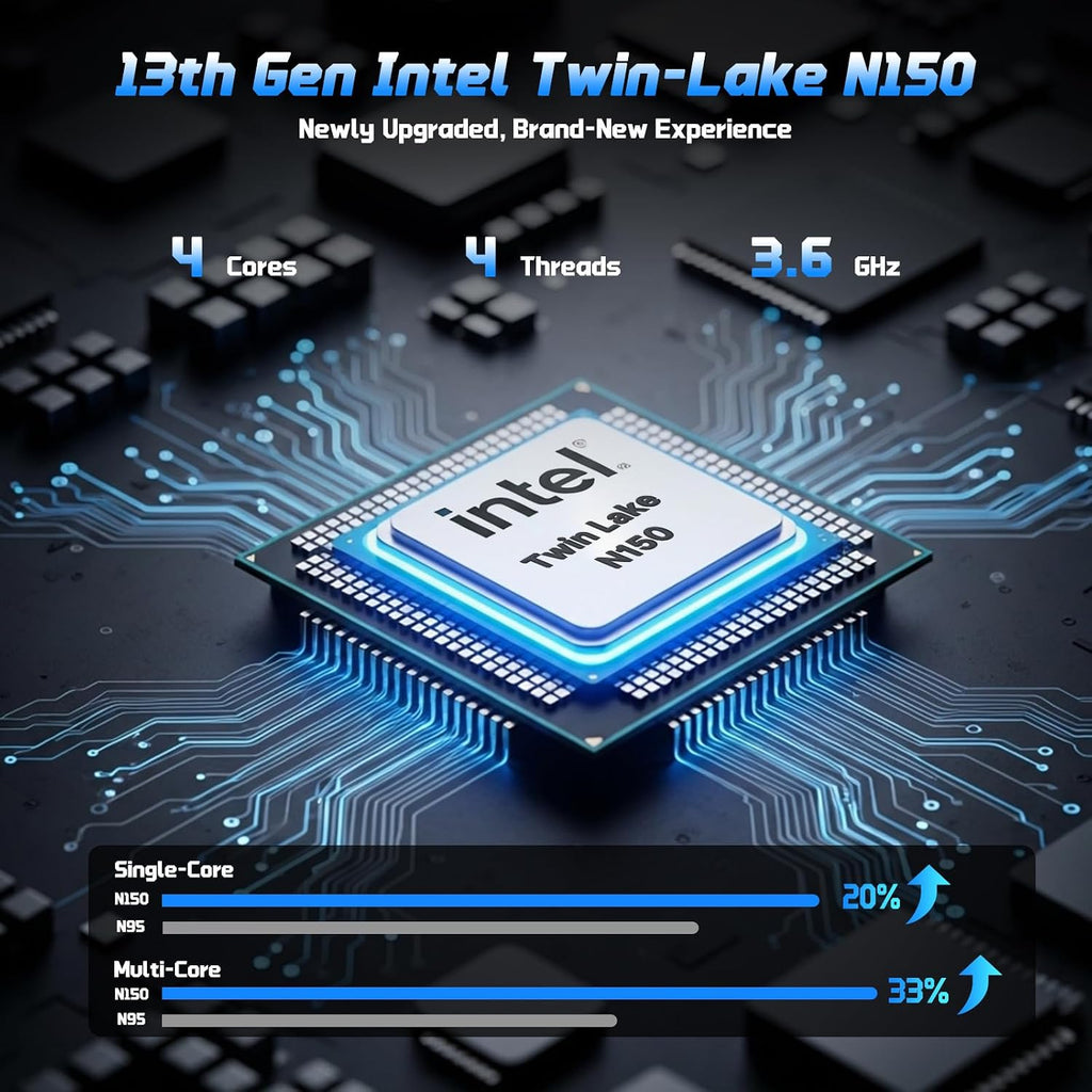 15.6' FHD IPS Student-Laptop-Computer - 8GB RAM 256GB SSD, 13th Gen Intel N150(Beat to i3-1115G4, 4 Cores Up to 3.6GHz), 65W Type-C, Fingerprint, Backlit Keyboard, Wi-Fi 6, BT5.2, Numpad