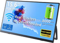 Wireless Portable Monitor with Battery, Wireless Monitor for Laptop-15.6' 1080P FHD Travel Monitor for Laptop, Support AirPlay Miracast for Windows/Mac/Android/iOS