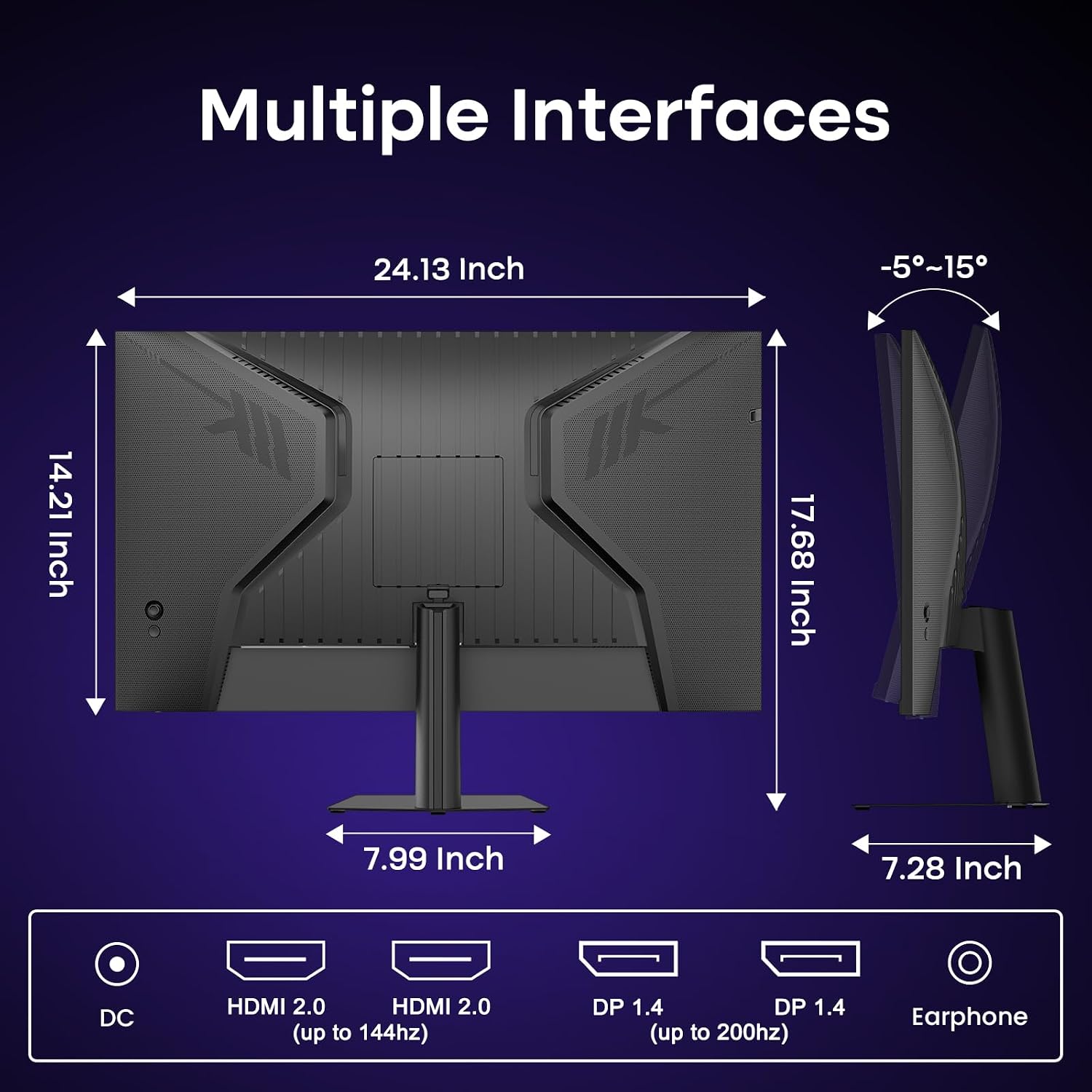 Amzfast 27 Inch 200Hz WQHD (2560 x 1440) Fast IPS Gaming Monitor, Built-in Speakers, 1ms G-SYNC Compatible, HDR400, 132% sRGB, 96% DCI-P3, VESA 100x100, HDMI 2.0 x 2 & DP 1.4 x 2, AMZG27F5Q
