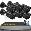 (2026 Update) 4K PoE Security Camera System w/PIR & AI Human Detection, 8CH NVR w/ 2TB HDD, 6 Cameras, 130° Ultra Wide Angle, 45-Day Recording, 2-Way Audio, Remote Control, No Monthly Fee