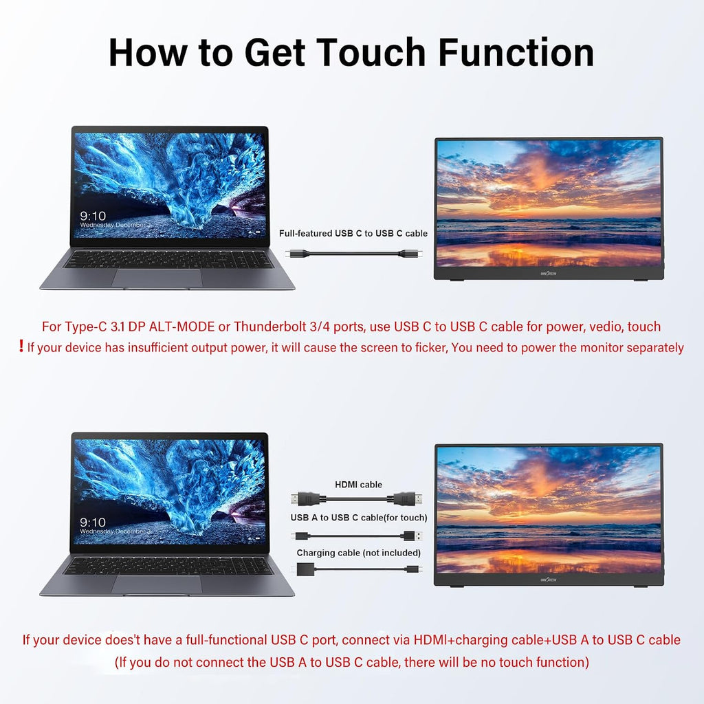 InnoView 15.6 Inch 1080P Touchscreen Portable Monitor and 14 Inch 4K OLED Travel Monitor