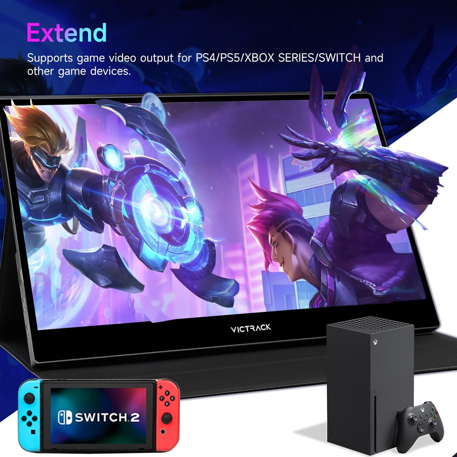 Victrack 4K Touchscreen Pro Gaming Portable Monitor, 13.3' Ultra UHD (3840*2160), for handheld gaming pc, style as ASUS Rog Ally, Lenovo Legion go, 100% RGB IPS Display HDR Travel Monitor Smart Cover