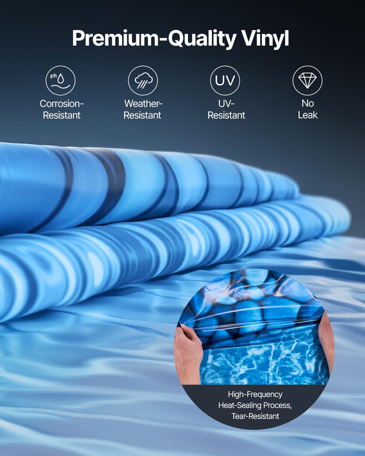 VEVOR 12 x 24 ft Oval Pool Liner, Overlap Style Above Ground Pool Liners, 48-to-54inch Wall Height, Durable Pool Liner, Standard Gauge Vinyl, for Steel Sided Above-Ground Swimming Pools