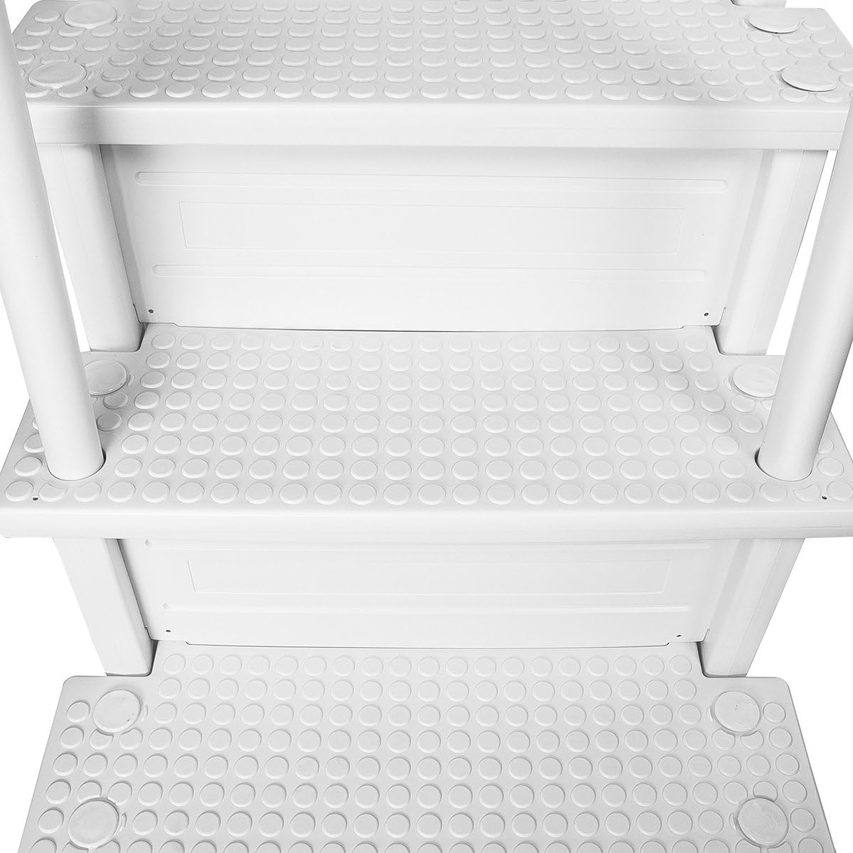 XtremepowerUS Premium Pool Ladder (4)-Step Above Ground Swimming Step to Deck Step Ladder with Rail Handle Non Slip Prevent, White