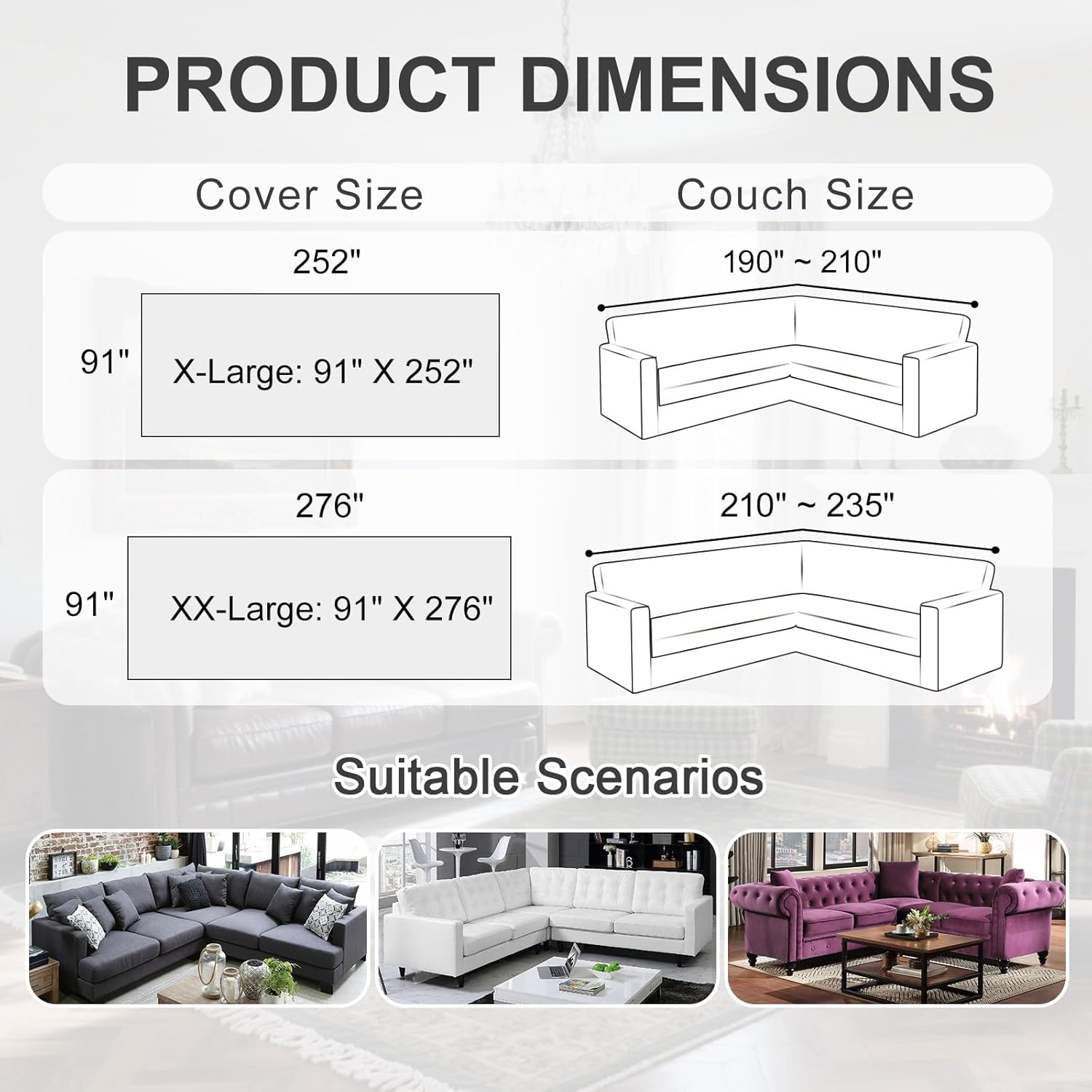 1OO% Waterproof Sectional Couch Covers for Dogs L Shaped Corner Sofa Cover Washable Chenille Sofa Slipcovers Blanket Modern Jacquard Pet Furniture Protector (91'x276', Light Khaki)