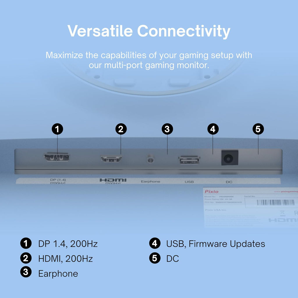 Pixio PX248 Wave Blue 24 inch 200Hz Refresh Rate FHD 1080p Resolution Fast IPS Panel 1ms GTG Response Time Built-in Speakers Gaming Monitor with Adaptive Sync