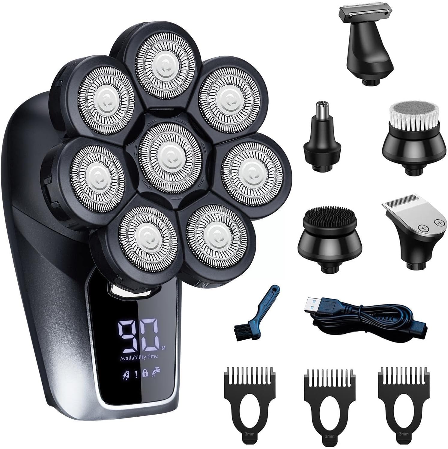 Electric Razor for Men, 8D Face Head Electric Shavers For Bald Men Electric Bald Head Shaver With Nose Hair Trimmer Waterproof Rotary Shave