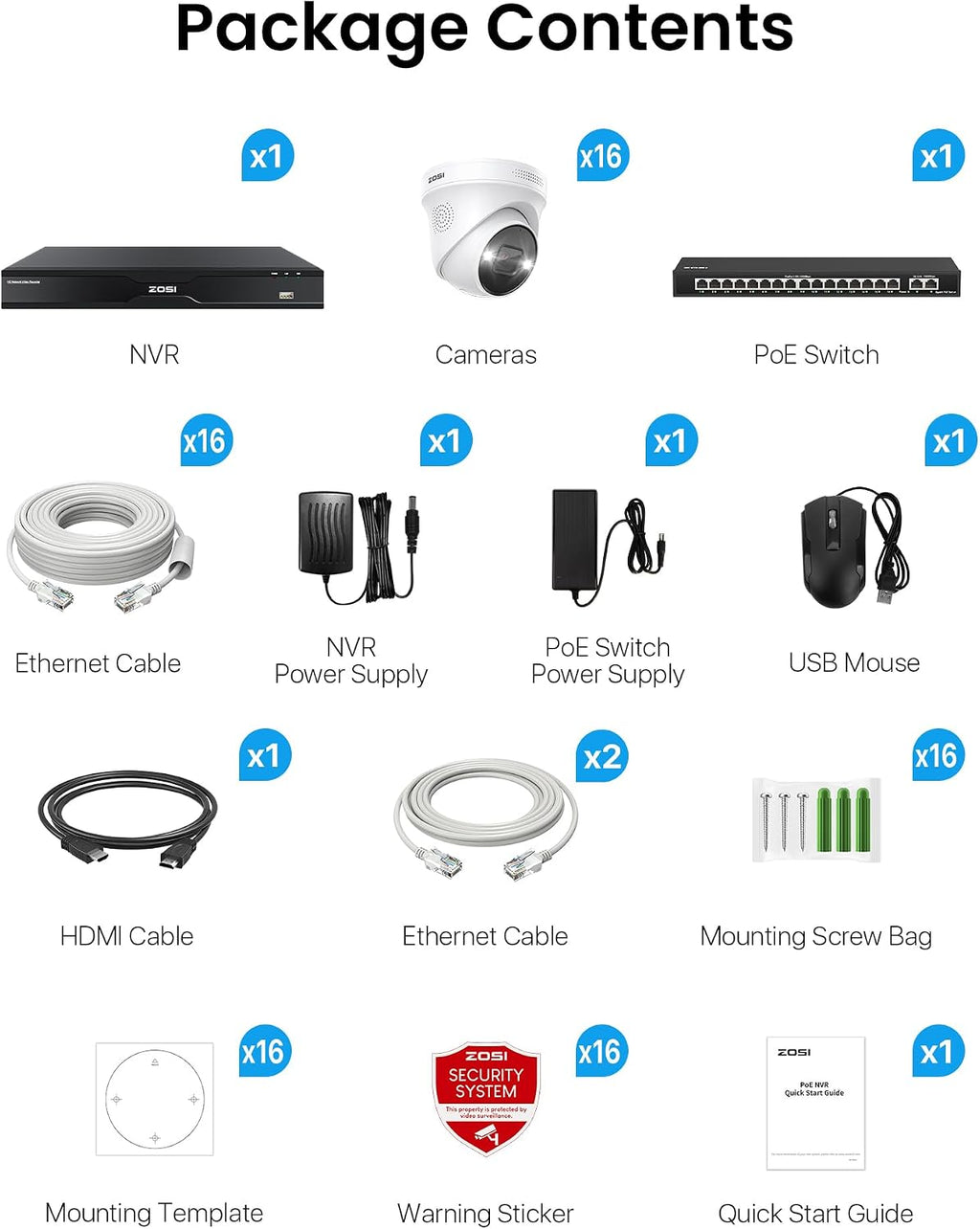 ZOSI 32CH 4K PoE Security Camera System, Face Person Vehicle Detection, 2 Way Audio, Spotlight Siren, 16pcs 4K Outdoor Indoor Cameras, 16 Ports PoE Switch, 32CH 8MP NVR with 4TB HDD for 24/7 Recording