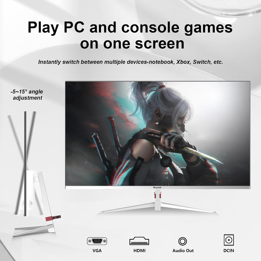 27 Inch Computer Monitor 100Hz IPS FHD 1080P,Built-in Speakers, Frameless Gaming Monitor with FreeSync/G-Sync Compatible, HDR10, HDMI/DP Ports, VESA Mount, Tilt Adjustable