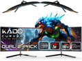 Kado Dual Gaming Monitor Setup - 2-Pack 24' 180Hz 1ms Curved 1500R 1920x1080, AMD FreeSync Premium, Panoramic Gaming Multi-View Split Screen Streaming, VESA Mount HDMI DisplayPort Built-in Speakers