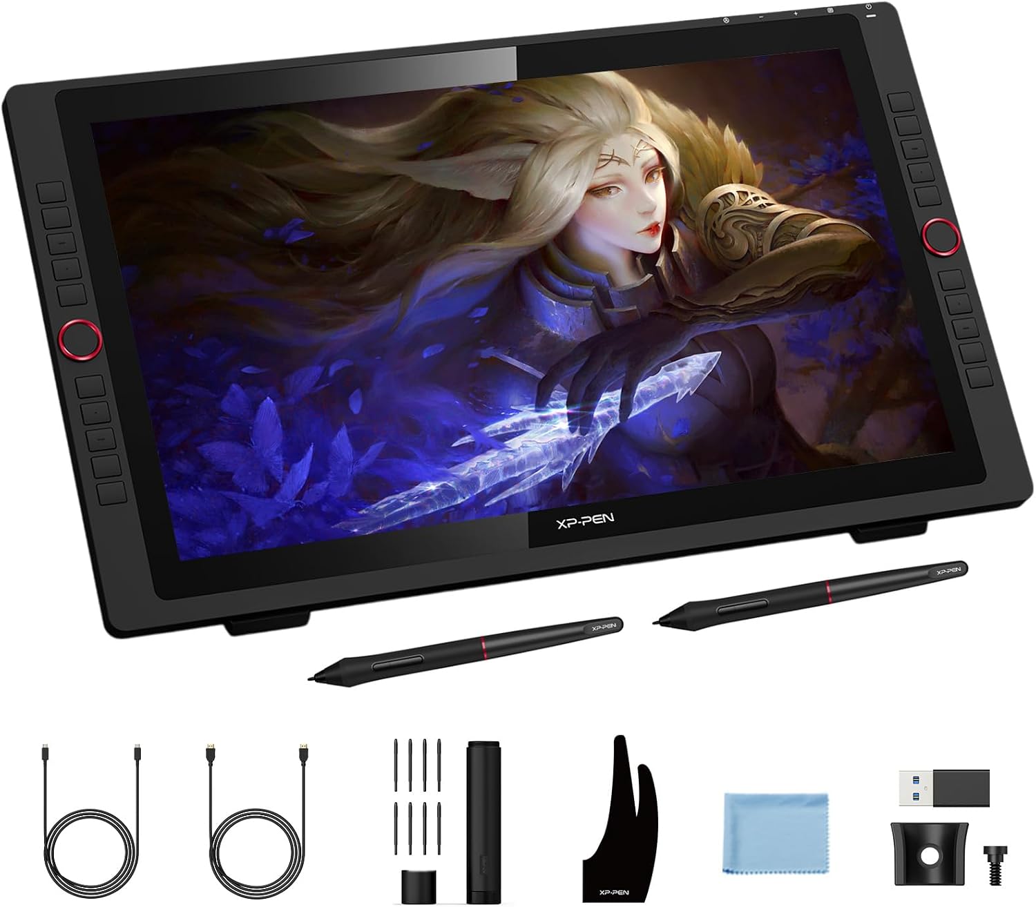 XPPen Artist 24 Pro 2.5K QHD Drawing Tablet with Screen,16.7M Colors Graphics Tablet with 8192 Pen Pressure Battery-Free Tilt Stylus & 20 Shortcut Keys for Windows, Mac, Chrome, Linux, 23.8'