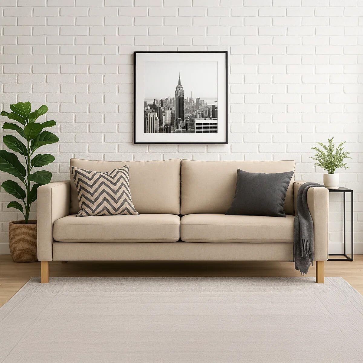 MASTERS OF COVERS SLIPCOVER ONLY! Karlstad Replacment Slipcover Snug Fit Karlstad 3 Seat (Not 2 Seat) Sofa Cover Slipcover for The IKEA Karlstad Three Seat -Light Khaki