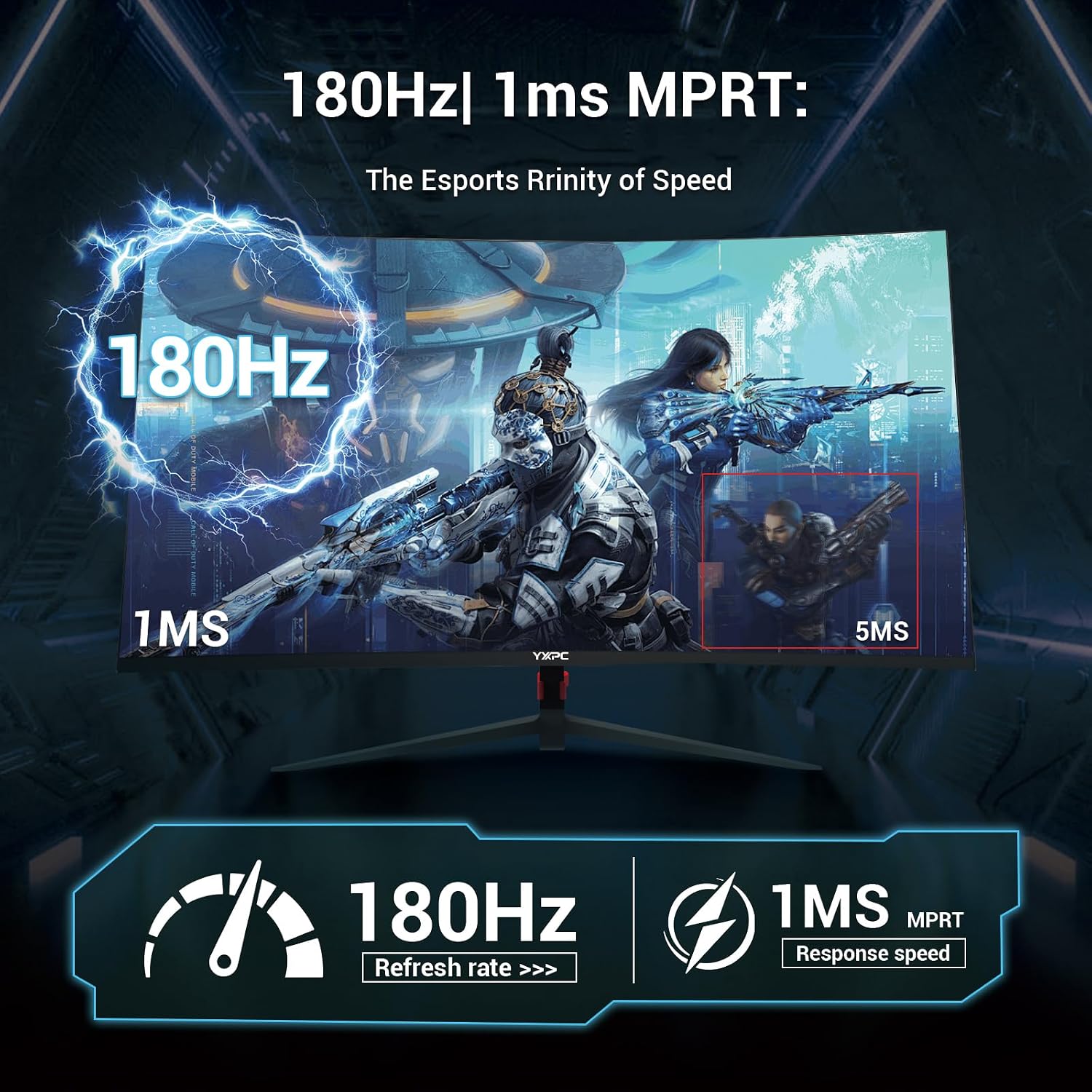 27 inch Curved Gaming Monitor 180Hz FHD 1080p, 1ms VA Display, 1800R,FreeSync Premium, Borderless Design, Eye Care, Built-in Speakers, HDMI/DisplayPort, PC Office Monitor for Working and Gaming