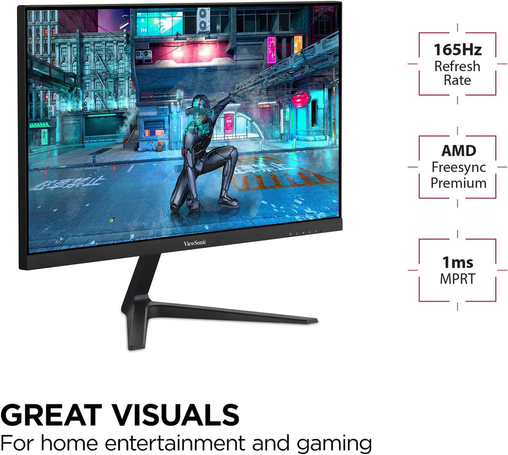 ViewSonic VX2718-P-MHD 27 Inch 1080p 1ms 165Hz Gaming Monitor with AMD FreeSync Premium, Eye Care, HDMI and DisplayPort (Renewed)