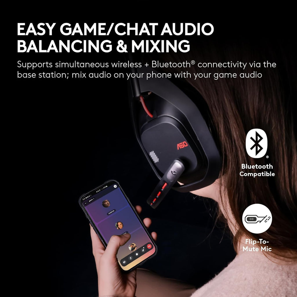 Logitech G Astro A50 Omni-Platform Wireless Gaming Headset + Base Station for PS5, Xbox, PC: PLAYSYNC Audio Switcher, <16 bit/48kHz (Console), <24 bit/48 kHz (PC), 2.4GHz & BT Black (Renewed)