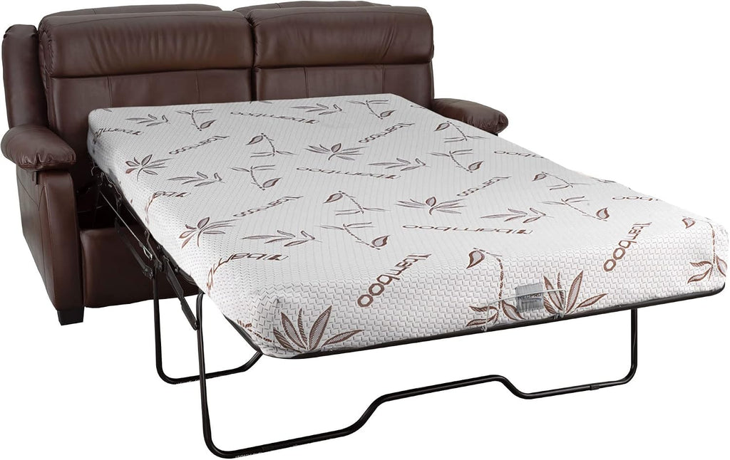RecPro Charles Collection | 65' RV Hide A Bed Loveseat | Memory Foam Mattress | Sleeper Sofa | Pull Out Couch | RV Furniture | Slideout | Mahogany