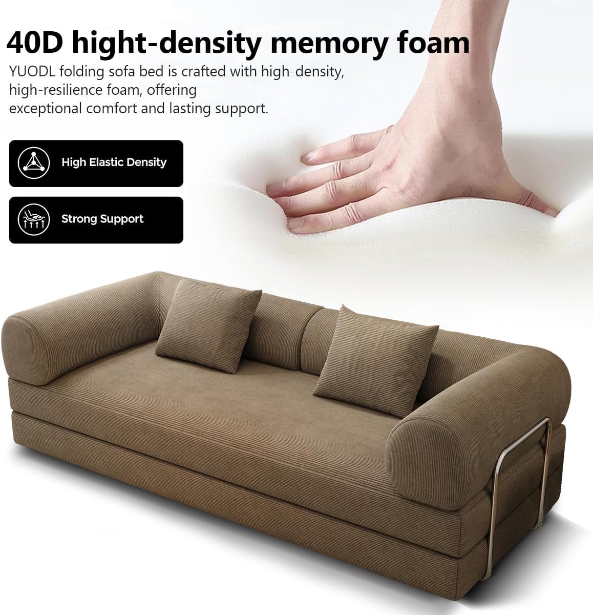 78.8' Modular Sofa Bed - 4-in-1 Convertible Design with Corduroy Fabric and High Density Sponge, Removable Cover and Fixed Frame